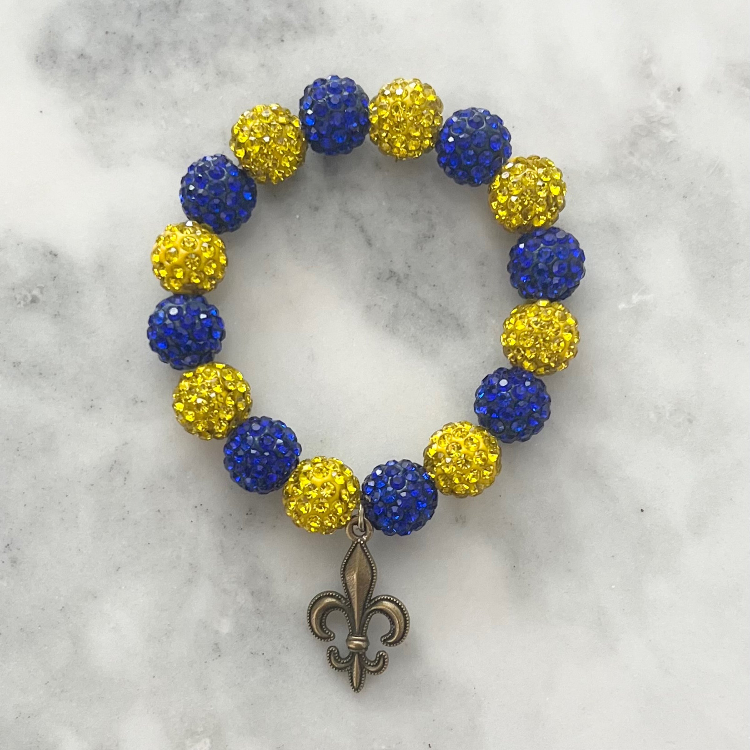 Bracelet Blue/Gold Rhinestone w/ FDL Charm